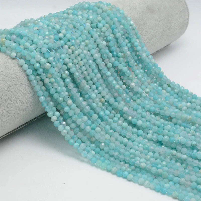 Faceted Amazonite Stone Football Shape Loose Beads 15'' Strand