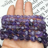 Natural Faceted Amethyst Stone 6 8 10MM Purple Crystal Loose Beads