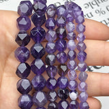 Natural Faceted Amethyst Stone 6 8 10MM Purple Crystal Loose Beads