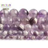 Faceted Amethyst Purple Quartz Round Beads 15in Strand