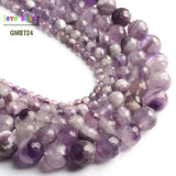 Faceted Amethyst Purple Quartz Round Beads 15in Strand