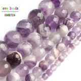 Faceted Amethyst Purple Quartz Round Beads 15in Strand