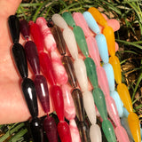Faceted Agates Stone Water Drop Beads 10x30mm
