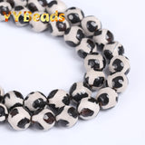 Natural Faceted Stripe Dzi Agate Beads Tibetan Mystical Loose Beads 6-12mm
