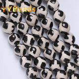 Natural Faceted Stripe Dzi Agate Beads Tibetan Mystical Loose Beads 6-12mm