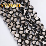 Faceted Stripe Dzi Agates Beads Tibetan Mystical Stone Beads 8 10 12mm