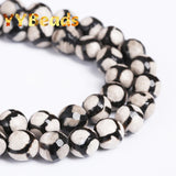 Faceted Stripe Dzi Agates Beads Tibetan Mystical Stone Beads 8 10 12mm