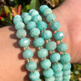 Faceted Amazonite Column Shape Loose Beads for DIY Jewelry 7.5''