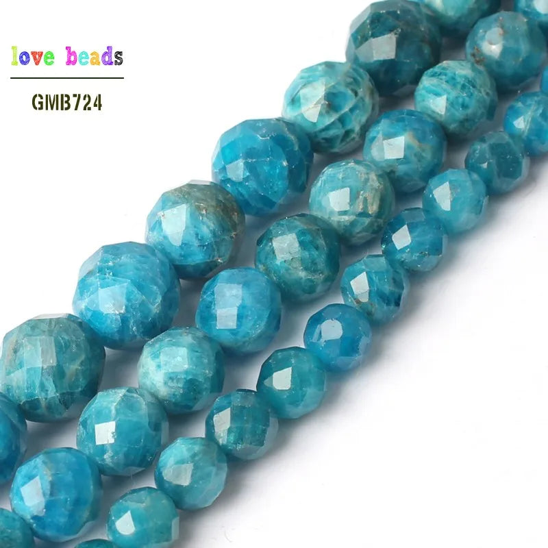 Faceted Apatite Gem Stone Round Loose Beads 6mm 8mm 10mm