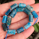 Faceted Apatite Stone Beads Cylinder Loose Beads 7.5inch