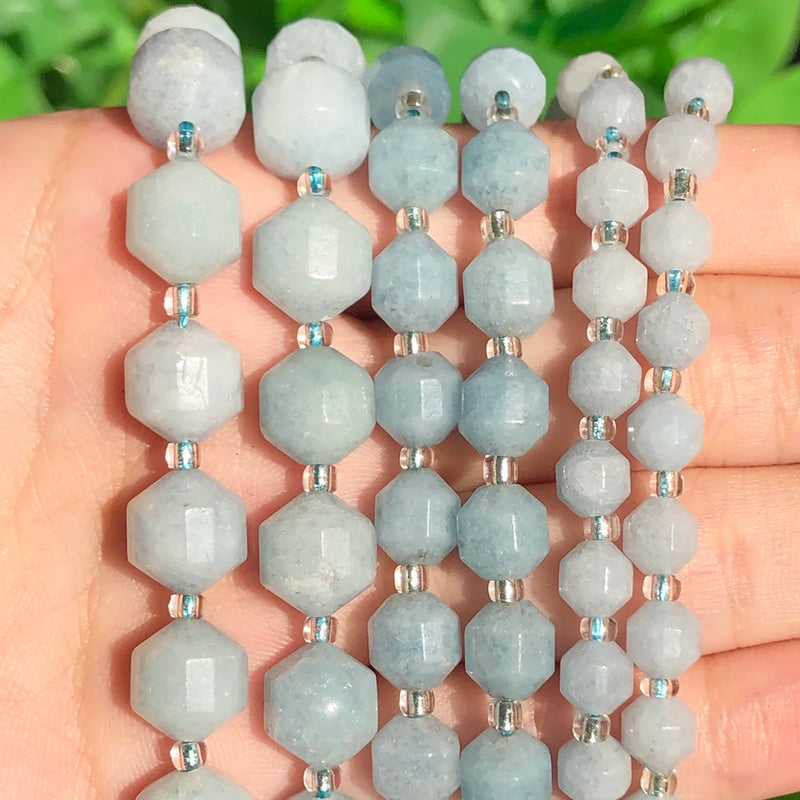 Natural Aquamarine Stone Beads for Jewelry Making 6-10mm 15''