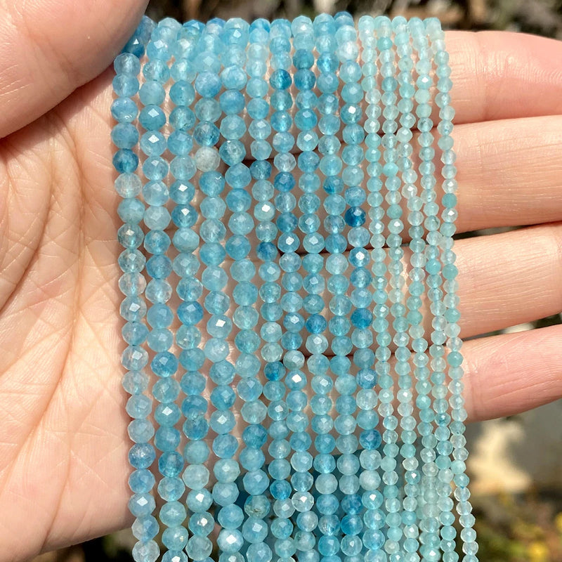 Faceted Chalcedonys Round Spacer Stone Beads 2-4mm