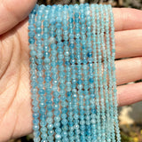 Faceted Chalcedonys Round Spacer Stone Beads 2-4mm