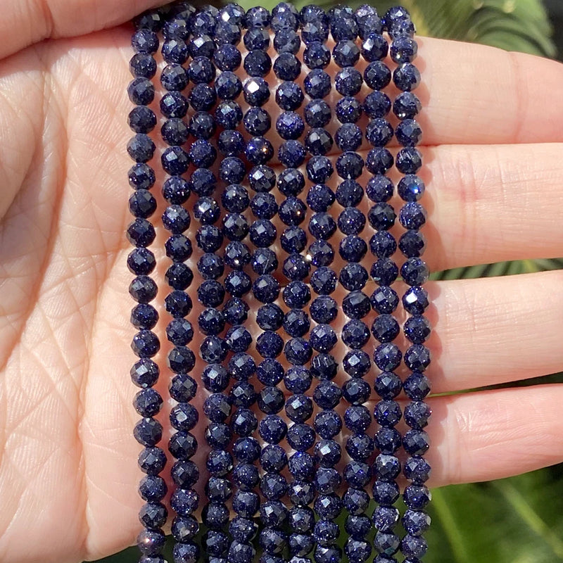 Faceted Sandstone Round Loose Spacer Stone Beads 2 3 4mm