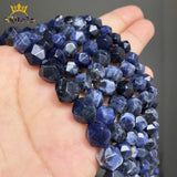 Faceted Sodalite Stone Beads 15Inchese 6/8/10mm DIY Bracelet Accessories