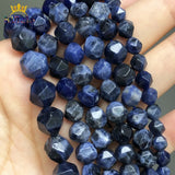 Faceted Sodalite Stone Beads 15Inchese 6/8/10mm DIY Bracelet Accessories