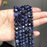Faceted Sodalite Stone Beads 15Inchese 6/8/10mm DIY Bracelet Accessories