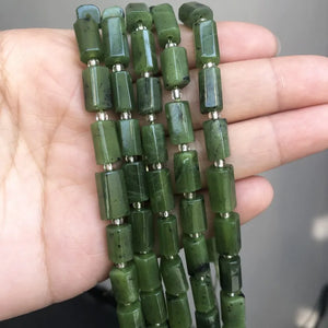 Faceted Canada Jades Stone Beads Cylinder Loose Spacer Beads 7.5''