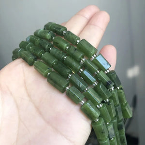 Faceted Canada Jades Stone Beads Cylinder Loose Spacer Beads 7.5''