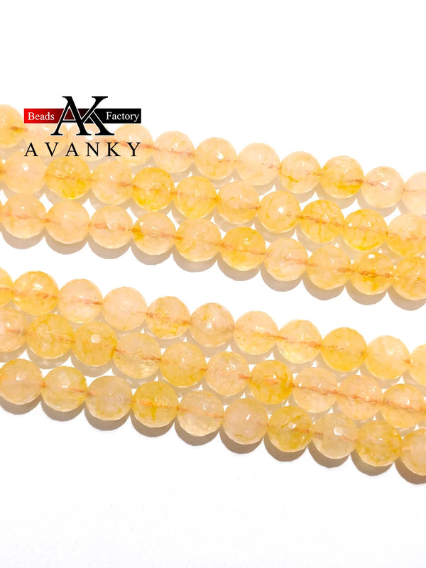 Faceted Citrine Quartz Crystal Beads 4x6mm
