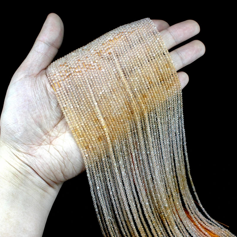 Faceted Citrine Quartz 2-4MM Micro Seed Round Loose Stone Beads