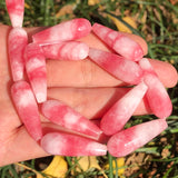 Colorful Chalcedony Jades Quartz Water Drop Loose Beads 10x30mm