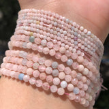 Natural Faceted Morganite Stone Beads 2-4mm Round Loose Spacer DIY Bracelet 15''