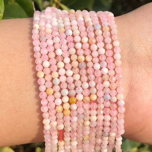 Natural Faceted Morganite Stone Beads 2-4mm Round Loose Spacer DIY Bracelet 15''