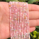 Natural Faceted Morganite Stone Beads 2-4mm Round Loose Spacer DIY Bracelet 15''