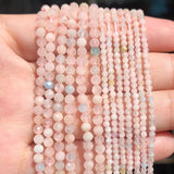 Natural Faceted Morganite Stone Beads 2-4mm Round Loose Spacer DIY Bracelet 15''