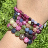 Faceted Tourmaline Jade Stone Beads Round Spacer 6/8/10mm