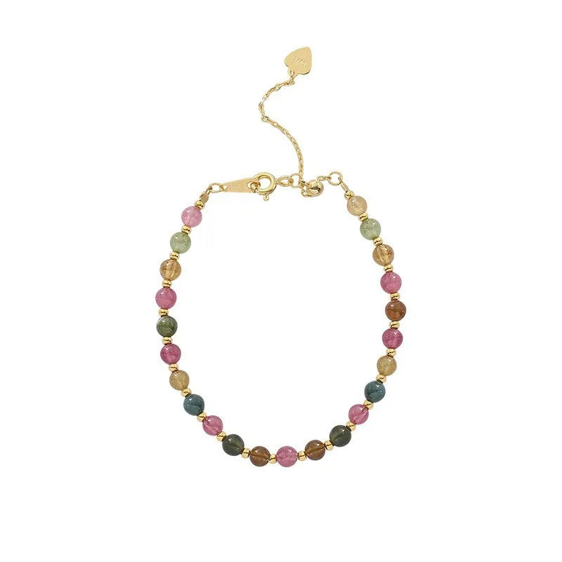 Colorful Tourmaline Rough Stone Beads Bracelet Jewelry