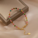 Colorful Tourmaline Rough Stone Beads Bracelet Jewelry