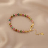 Colorful Tourmaline Rough Stone Beads Bracelet Jewelry
