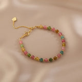 Colorful Tourmaline Rough Stone Beads Bracelet Jewelry