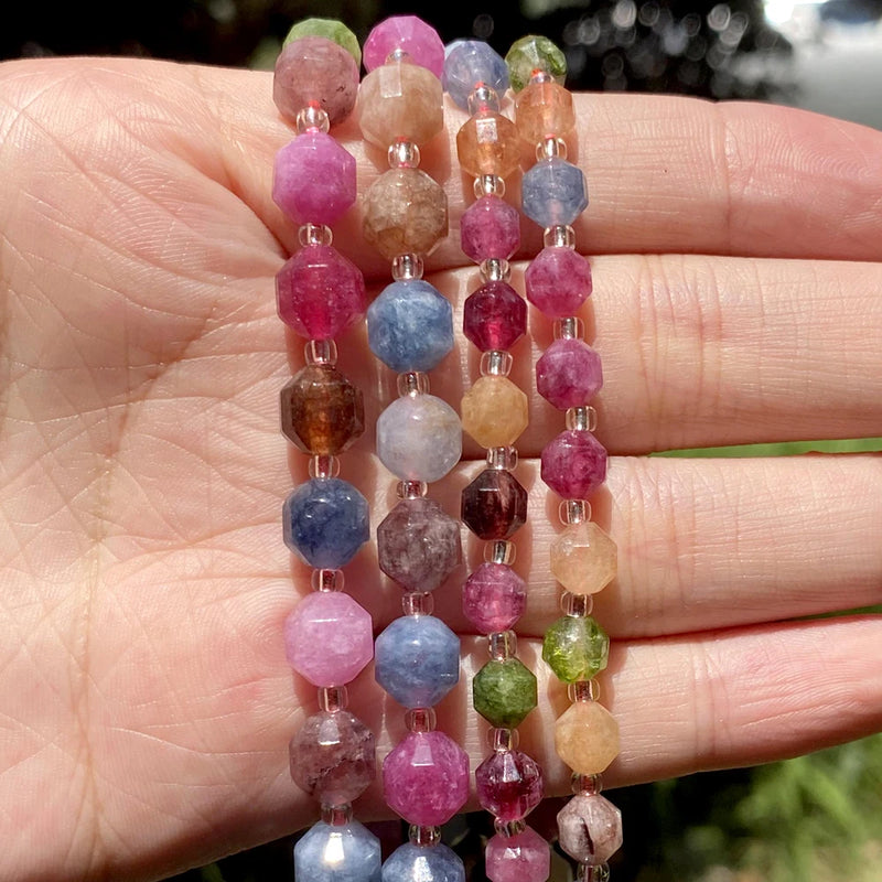 Faceted Tourmaline Stone Spacer Beads 6 8 10mm