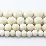 Faceted Ivory Jade Round Loose Stone Beads Strand 6/8/10/12MM