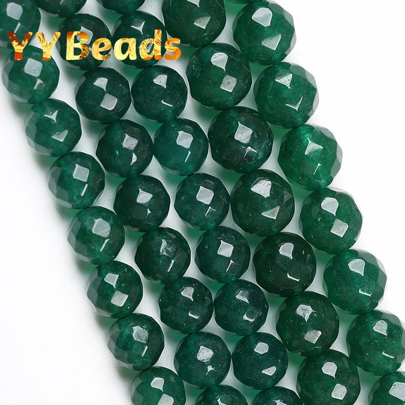 Natural Dark Green Jade Chalcedony Beads for Jewelry Making