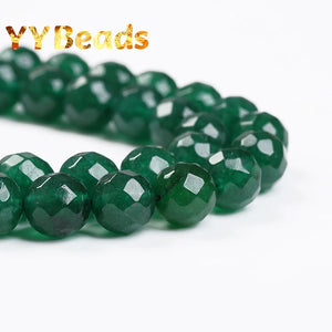 Natural Dark Green Jade Chalcedony Beads for Jewelry Making