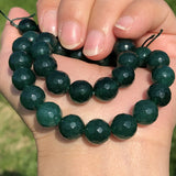 Faceted Dark Green Jades Chalcedony Stone Bead - 4/6/8/10/12MM