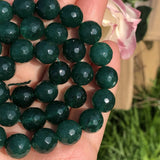 Faceted Dark Green Jades Chalcedony Stone Bead - 4/6/8/10/12MM