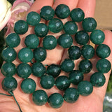 Faceted Dark Green Jades Chalcedony Stone Bead - 4/6/8/10/12MM
