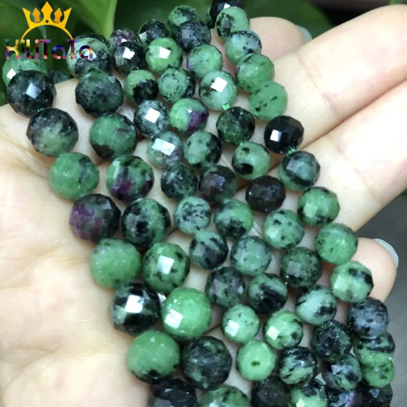 Faceted Epidote Ruby Zoisite Stone Beads 6/8mm