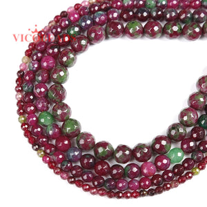 Faceted Epidote Zoisite Stone Beads Round Loose DIY Bracelet Necklace