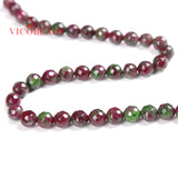 Faceted Epidote Zoisite Stone Beads Round Loose DIY Bracelet Necklace
