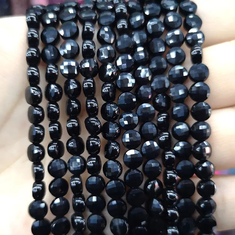 6MM Faceted Flat Agate Round Gemstone Spacer Beads Jewelry Making DIY Bracelet