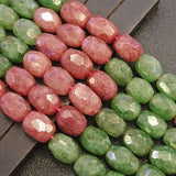 Faceted Green Pink Cherry Quartz Beads for Jewelry Making 15''