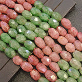 Faceted Green Pink Cherry Quartz Beads for Jewelry Making 15''