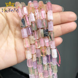 Faceted Mixed Quartz Stone Beads Cylinder Spacer 7.5''