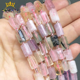 Faceted Mixed Quartz Stone Beads Cylinder Spacer 7.5''